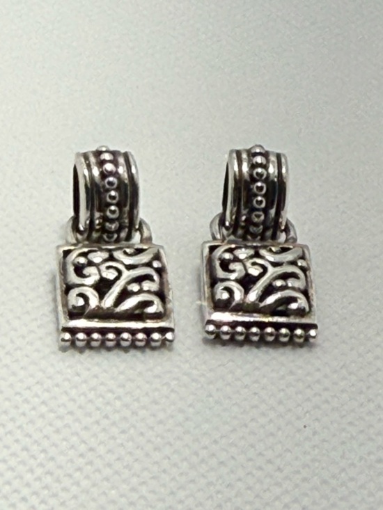 Jewelry - Sterling Silver 925 Scroll Square Dangle Earrings 1”